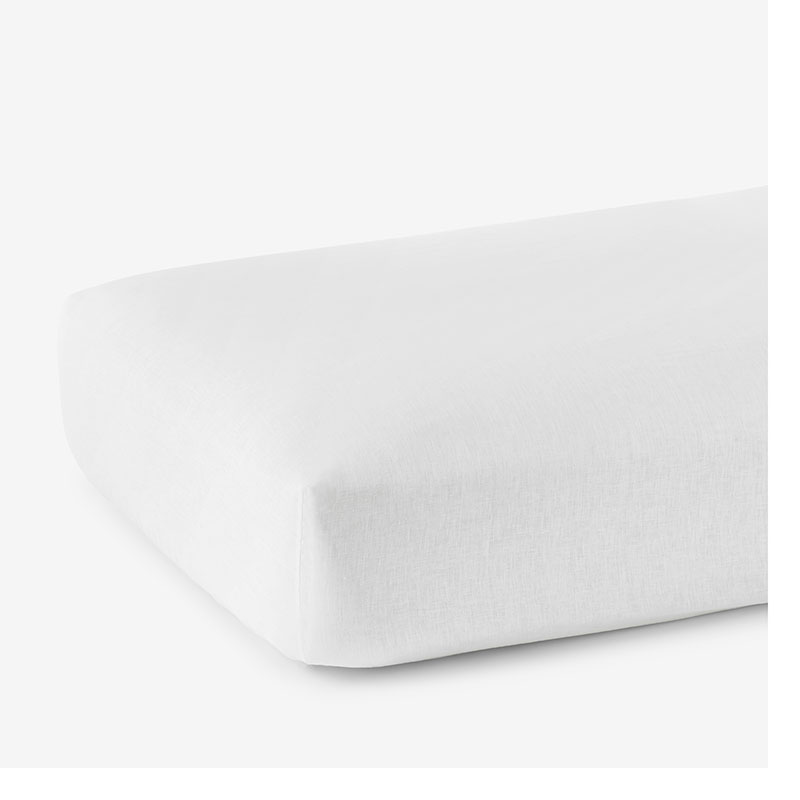 The Company Store Premium Breathable Washed Linen Solid Fitted Bed Sheet In White