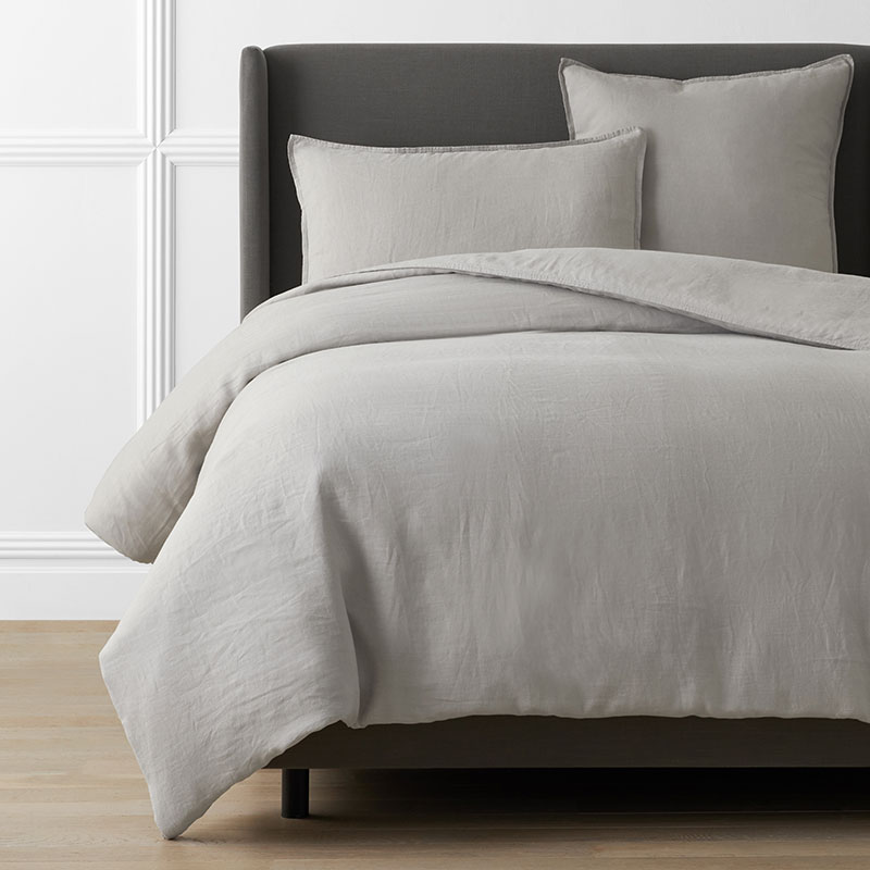 The Company Store Premium Breathable Washed Linen Solid Duvet Cover In Light Gray