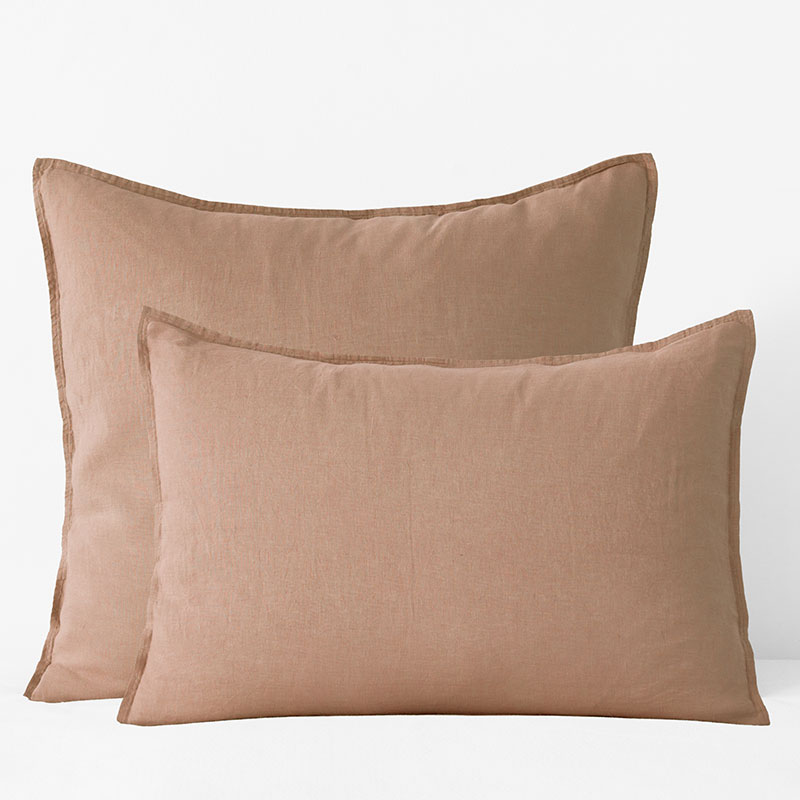 The Company Store Premium Breathable Washed Linen Solid Sham In Orange/coral