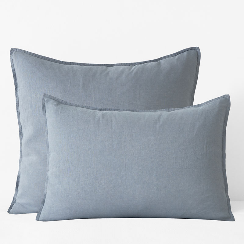 The Company Store Premium Breathable Washed Linen Solid Sham In Dusty Blue