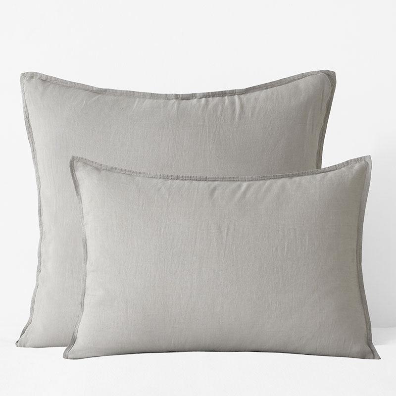 The Company Store Premium Breathable Washed Linen Solid Sham In Light Gray