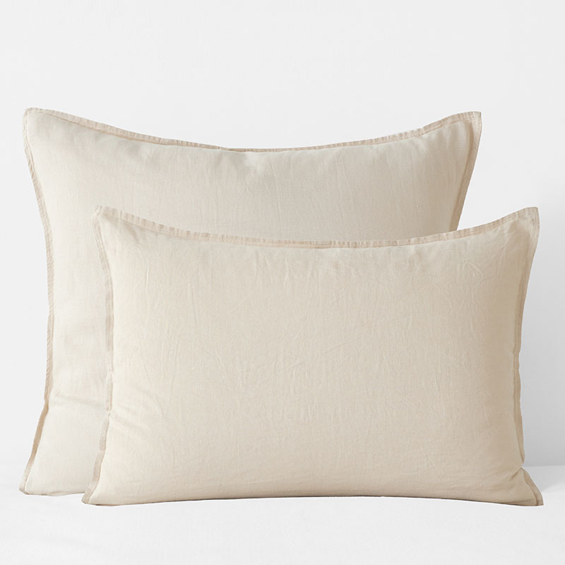 The Company Store Premium Breathable Washed Linen Solid Sham In Beige