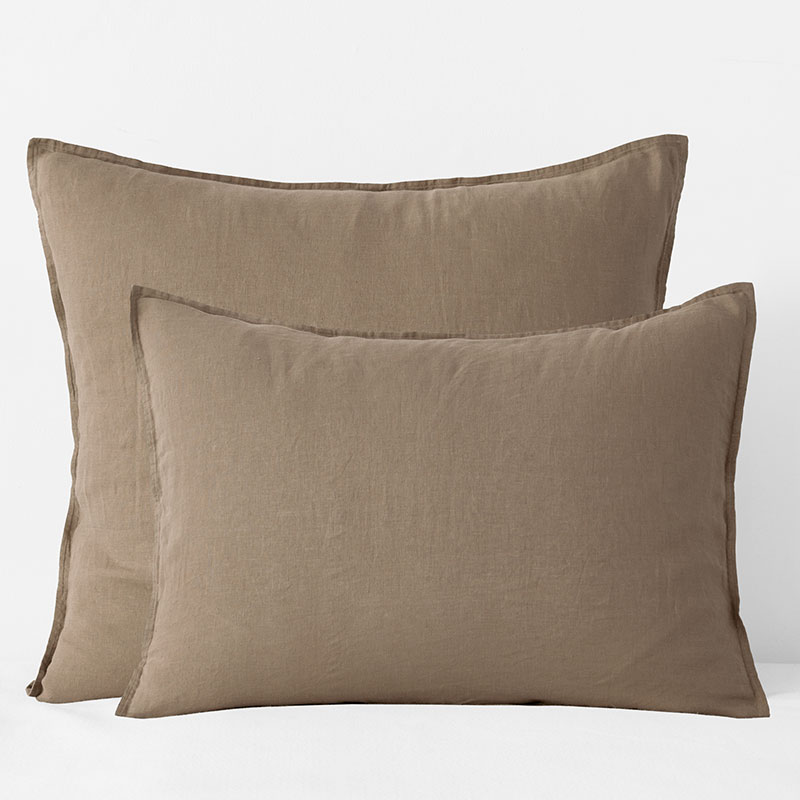 The Company Store Premium Breathable Washed Linen Solid Sham In Brown