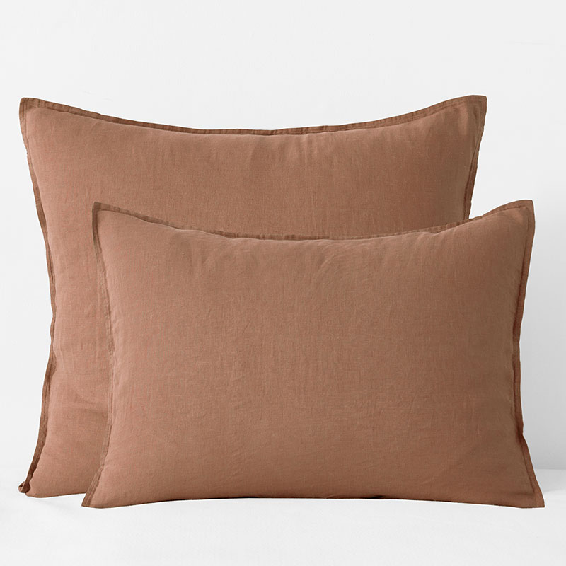 The Company Store Premium Breathable Washed Linen Solid Sham In Terracotta Orange