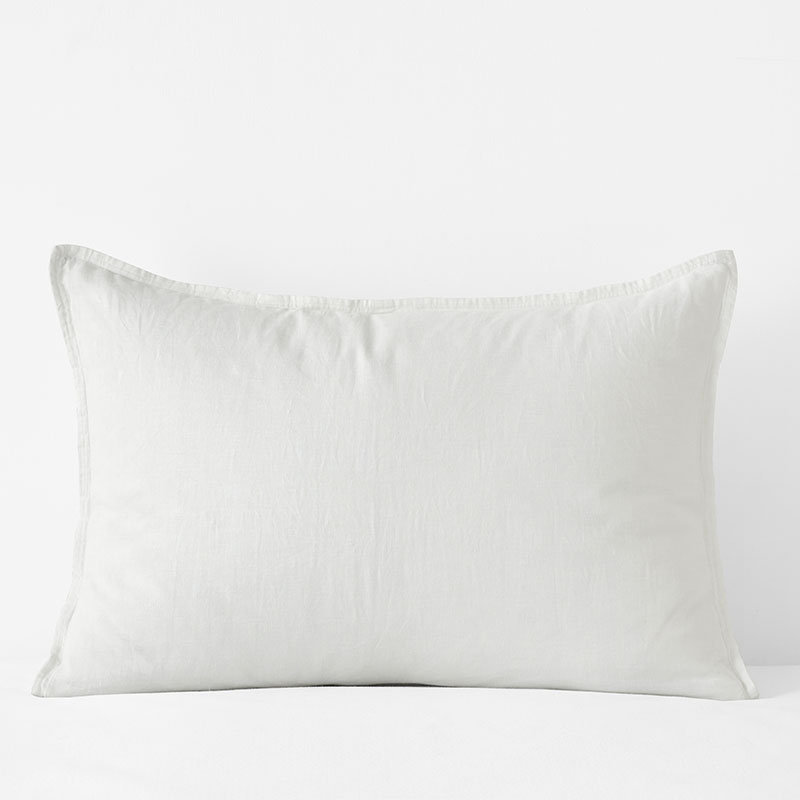 Standard White Premium Breathable Washed Linen Solid Sham