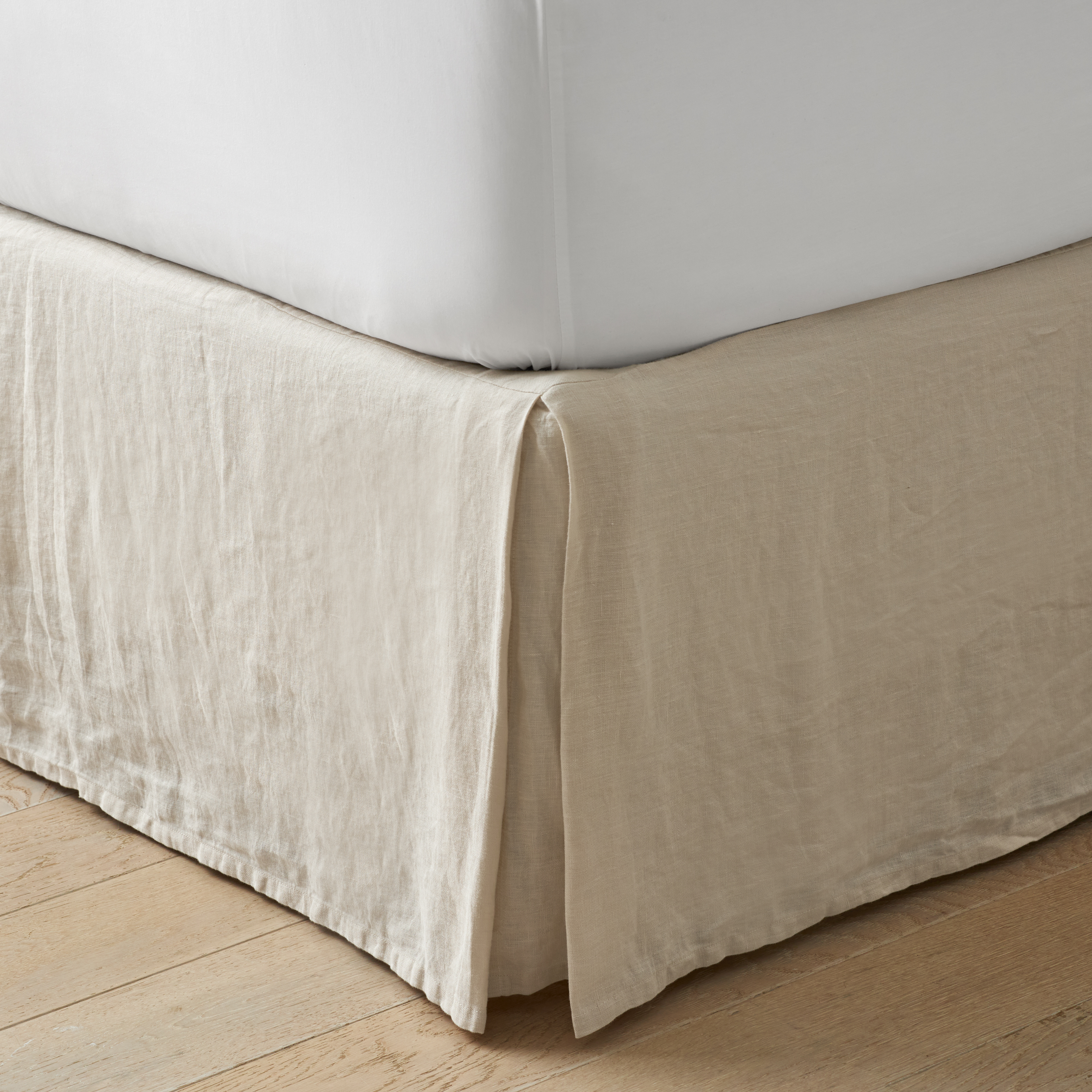The Company Store Premium Breathable Washed Linen Solid Bed Skirt In Beige