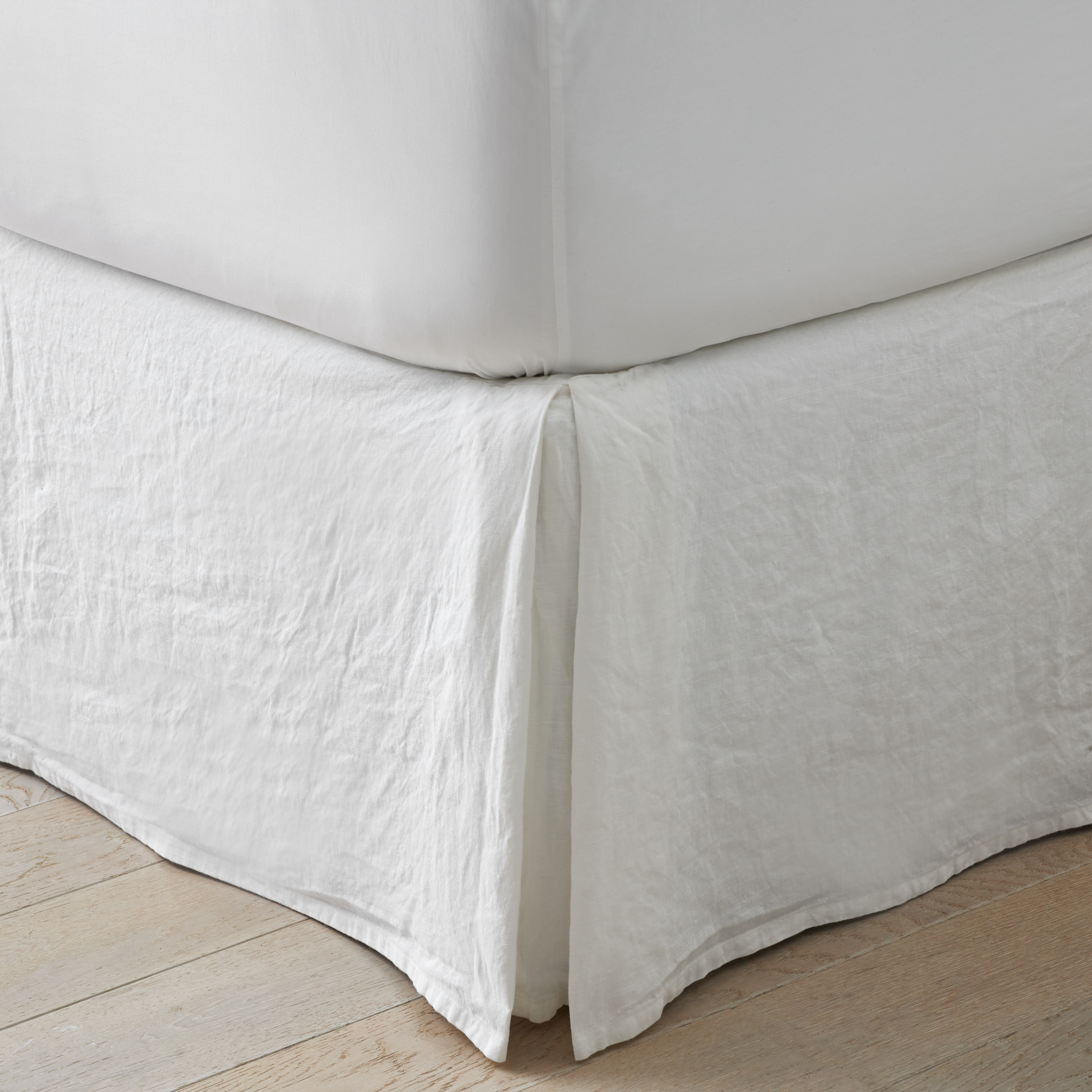 The Company Store Premium Breathable Washed Linen Solid Bed Skirt In White