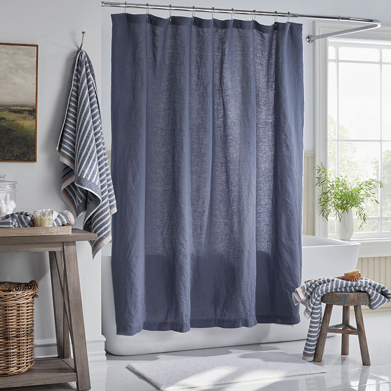 THE COMPANY STORE PREMIUM BREATHABLE WASHED LINEN SOLID SHOWER CURTAIN