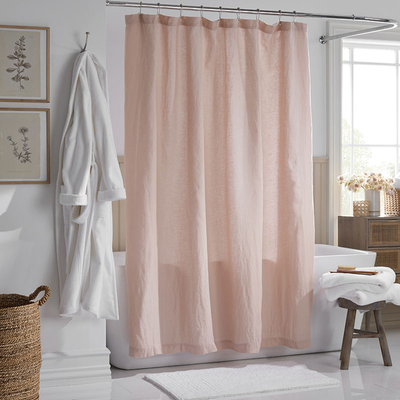 The Company Store Premium Breathable Washed Linen Solid Shower Curtain In Pink