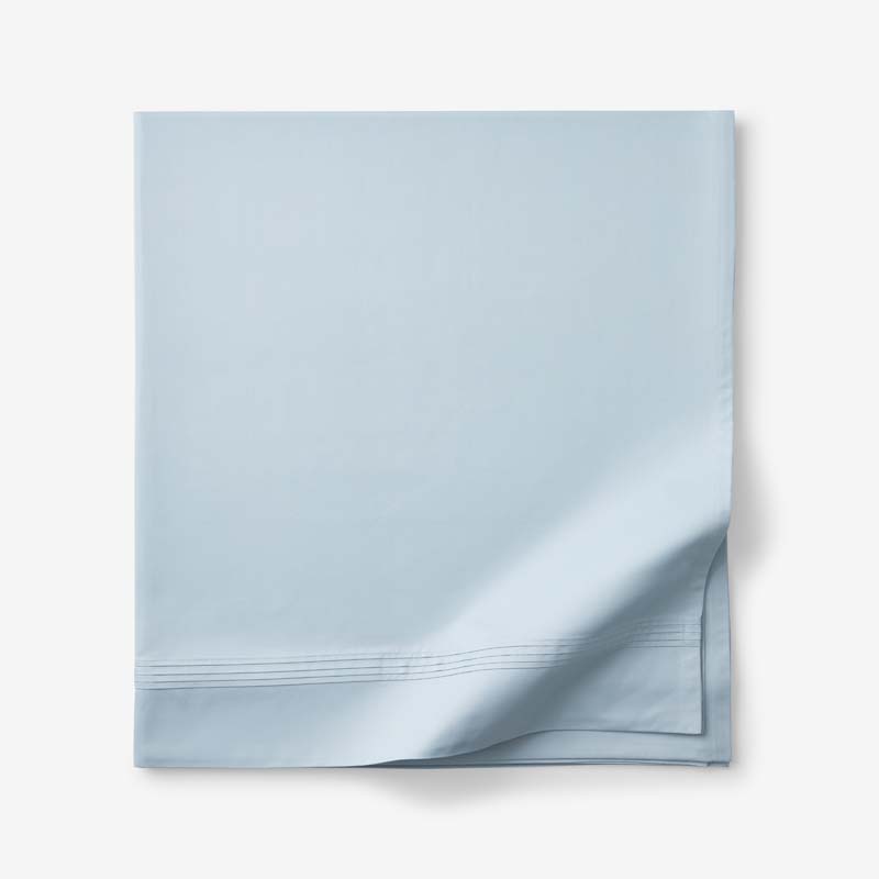The Company Store Egyptian Cotton Premium Smooth Sateen Flat Bed Sheet In Blue