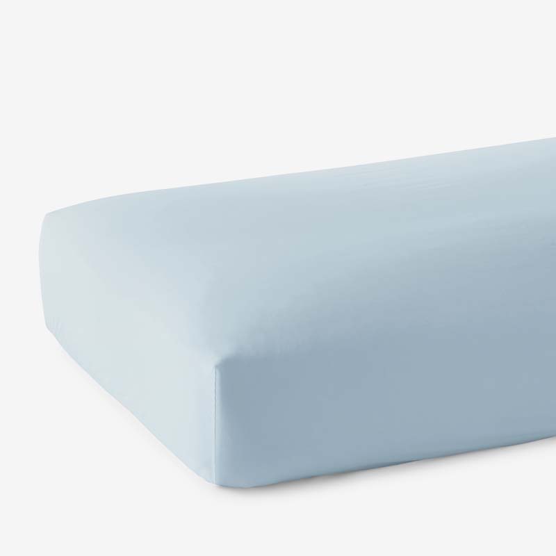 The Company Store Egyptian Cotton Premium Smooth Sateen Fitted Bed Sheet In Blue