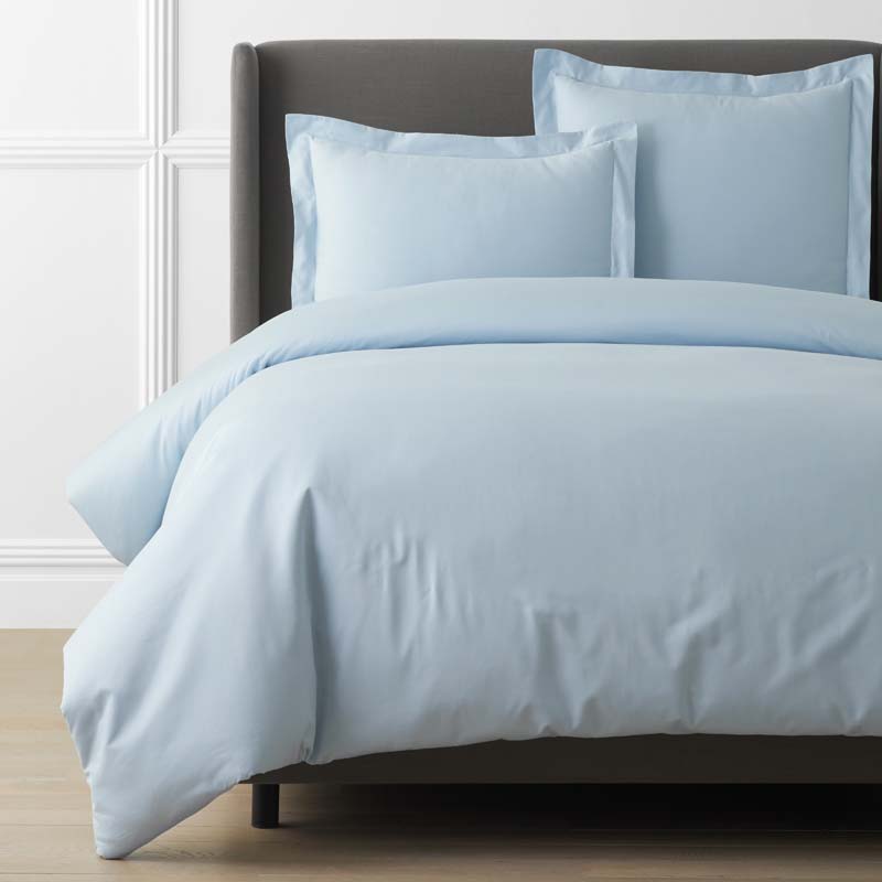 The Company Store Luxe Smooth Egyptian Cotton Sateen Duvet Cover In Sky Blue