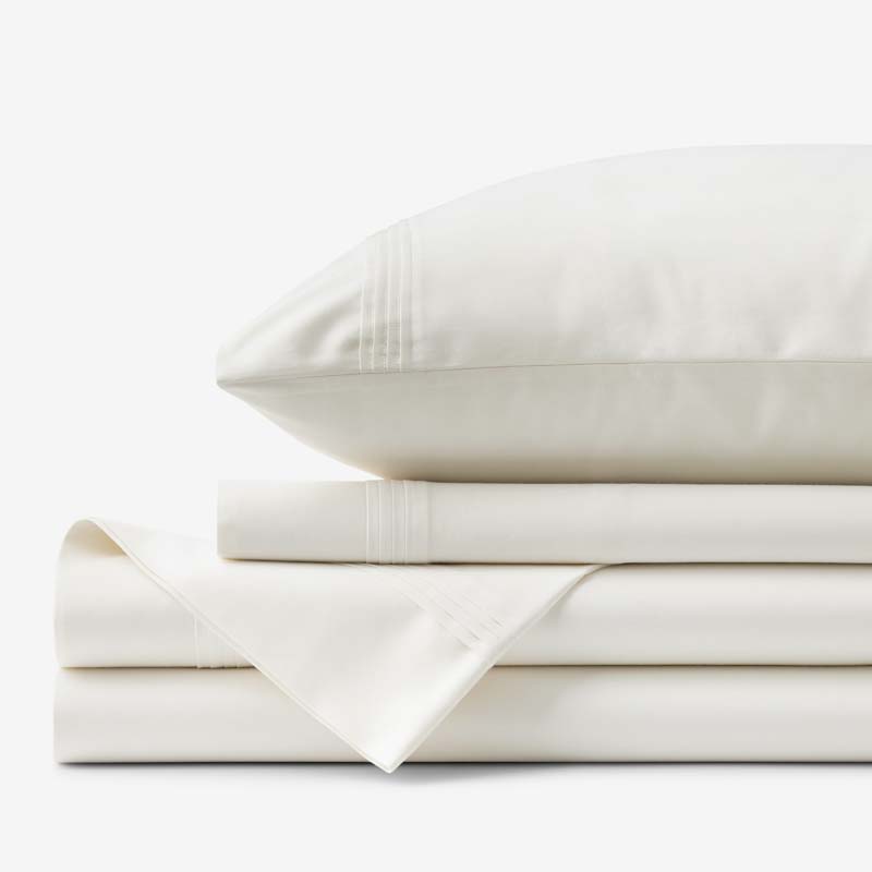 The Company Store Egyptian Cotton Premium Smooth Sateen Bed Sheet Set In White