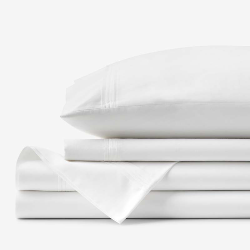 The Company Store Egyptian Cotton Premium Smooth Sateen Bed Sheet Set In White