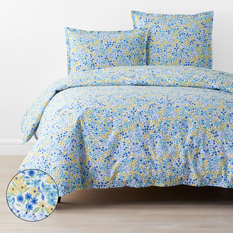 The Company Store Sunshine & Blooms Classic Cool Cotton Percale Duvet Cover