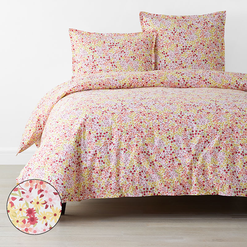 The Company Store Sunshine & Blooms Classic Cool Cotton Percale Duvet Cover