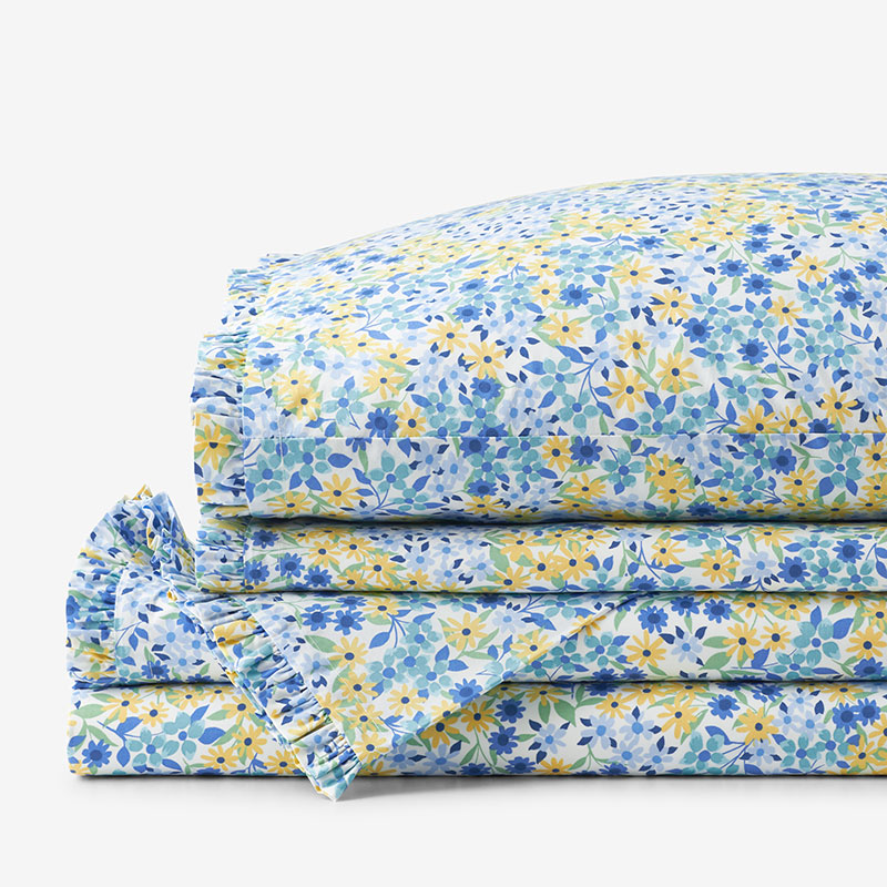 The Company Store Sunshine & Blooms Classic Cool Cotton Percale Bed Sheet Set