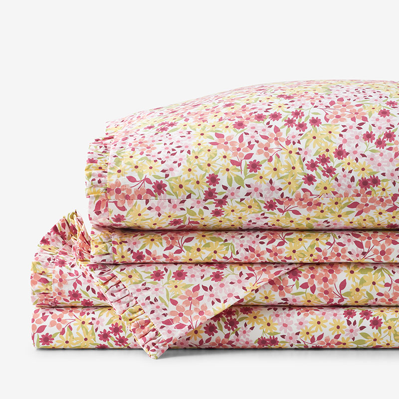 The Company Store Sunshine & Blooms Classic Cool Cotton Percale Bed Sheet Set