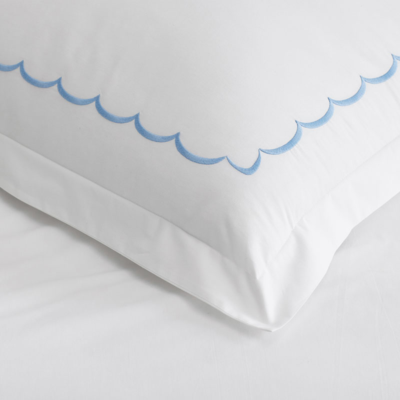 Embroidered Scallop Classic Cool Cotton Percale Pillowcase Set|61225
