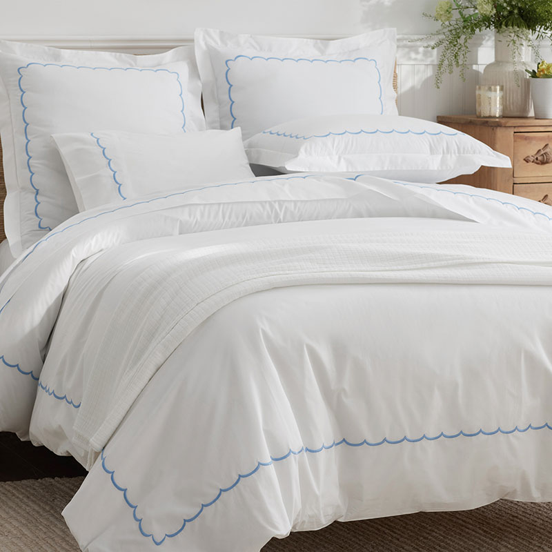 Embroidered Scallop Classic Cool Cotton Percale Pillowcase Set|61225