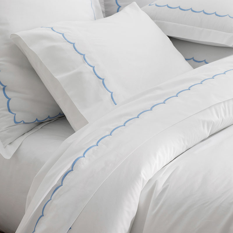 Embroidered Scallop Classic Cool Cotton Percale Pillowcase Set|61225
