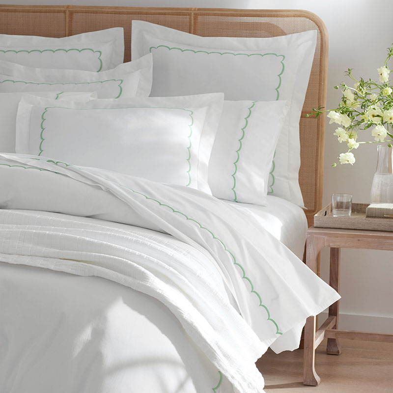 Embroidered Scallop Classic Cool Cotton Percale Pillowcase Set|61794