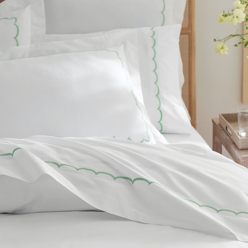 Embroidered Scallop Classic Cool Cotton Percale Pillowcase Set|61794