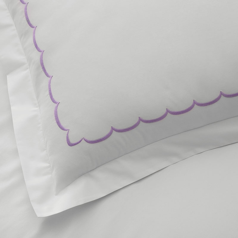 Embroidered Scallop Classic Cool Cotton Percale Pillowcase Set|62544