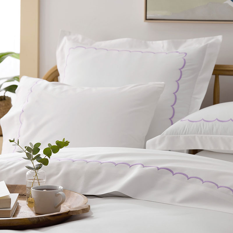 Embroidered Scallop Classic Cool Cotton Percale Pillowcase Set|62544