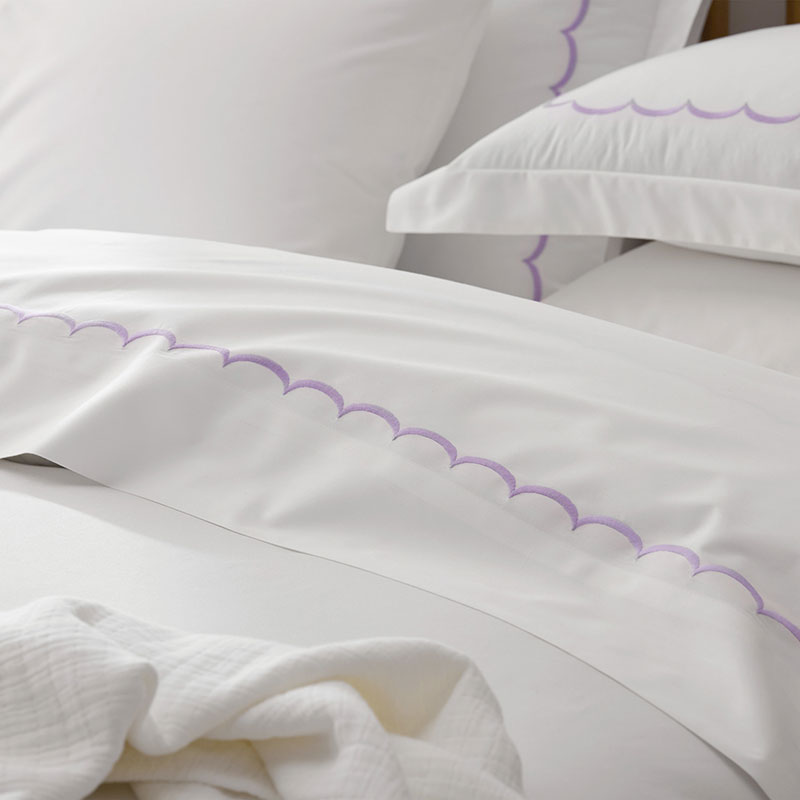 Embroidered Scallop Classic Cool Cotton Percale Pillowcase Set|62544