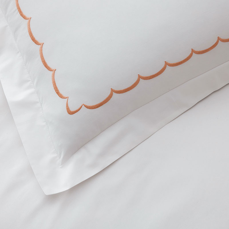 Embroidered Scallop Classic Cool Cotton Percale Pillowcase Set|61795
