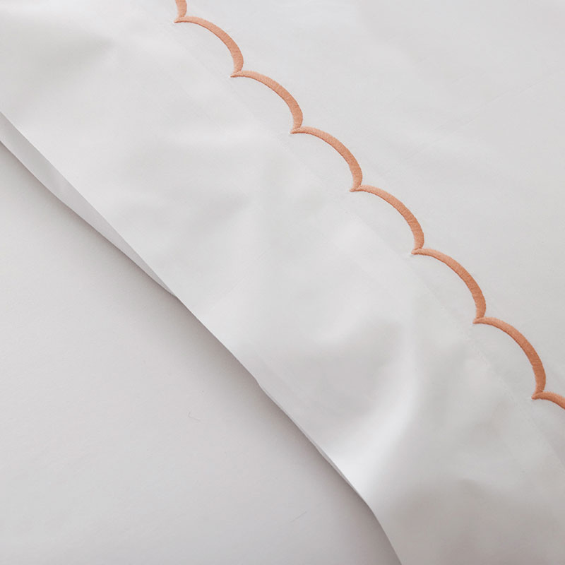 Embroidered Scallop Classic Cool Cotton Percale Pillowcase Set|61795