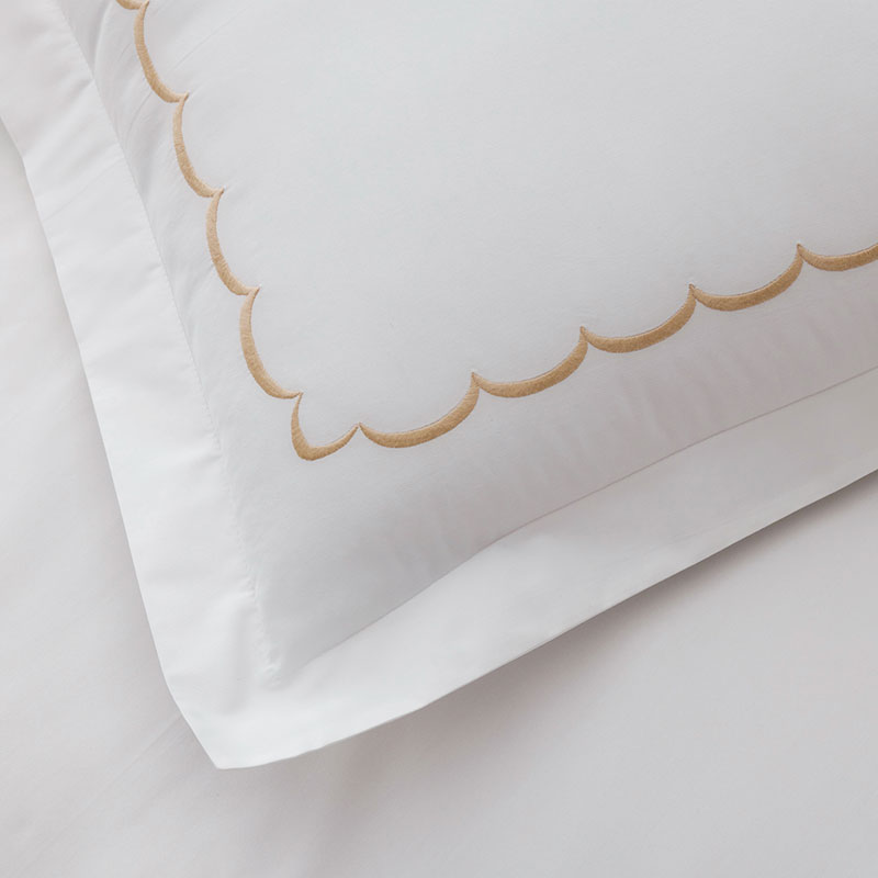 Embroidered Scallop Classic Cool Cotton Percale Pillowcase Set|60868