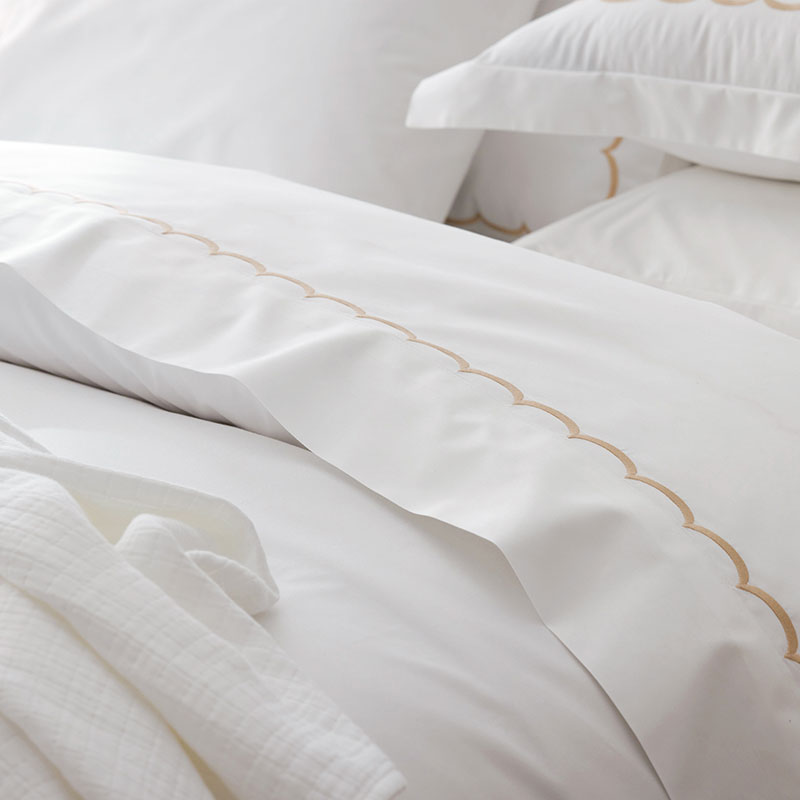 Embroidered Scallop Classic Cool Cotton Percale Pillowcase Set|60868