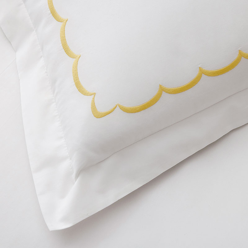 Embroidered Scallop Classic Cool Cotton Percale Pillowcase Set|61226