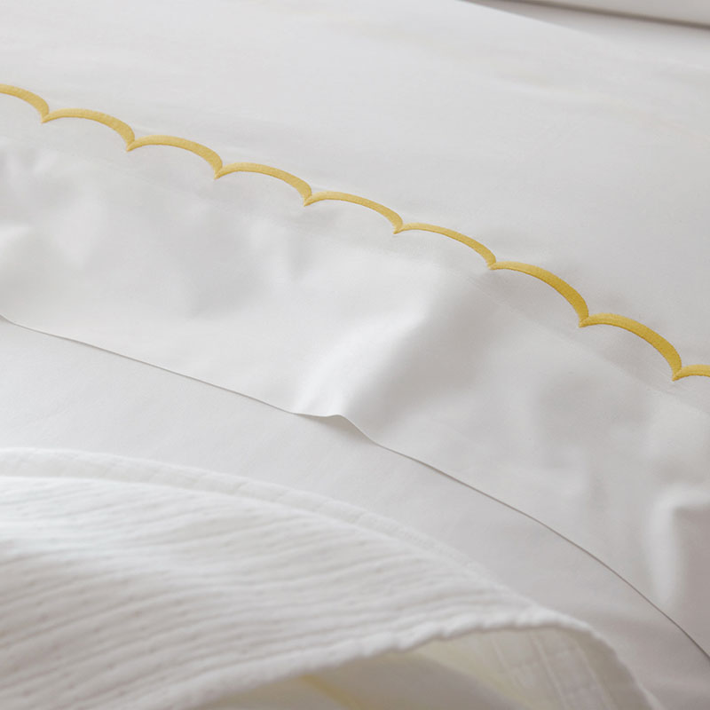 Embroidered Scallop Classic Cool Cotton Percale Pillowcase Set|61226