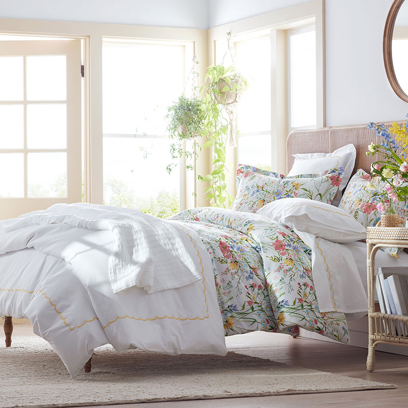 Embroidered Scallop Classic Cool Cotton Percale Pillowcase Set|61226