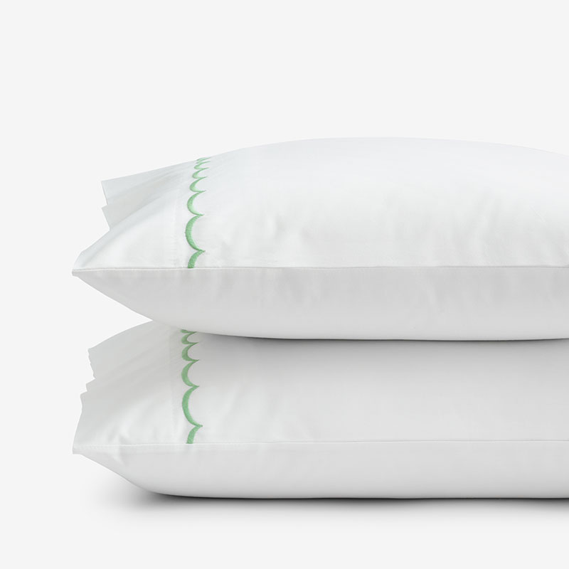 The Company Store Scallop Classic Cool Cotton Percale Pillowcase Set