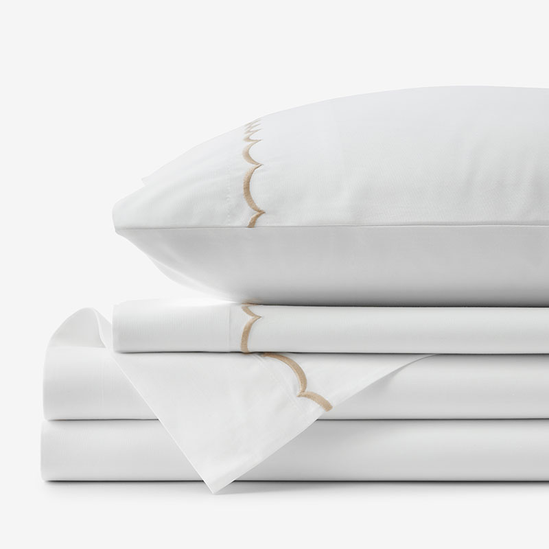 The Company Store Scallop Classic Cool Cotton Percale Bed Sheet Set