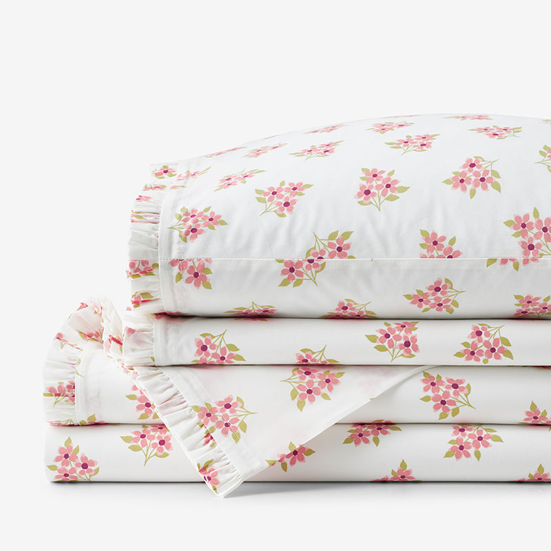 The Company Store Sunshine & Blooms Classic Cool Cotton Percale Bed Sheet Set