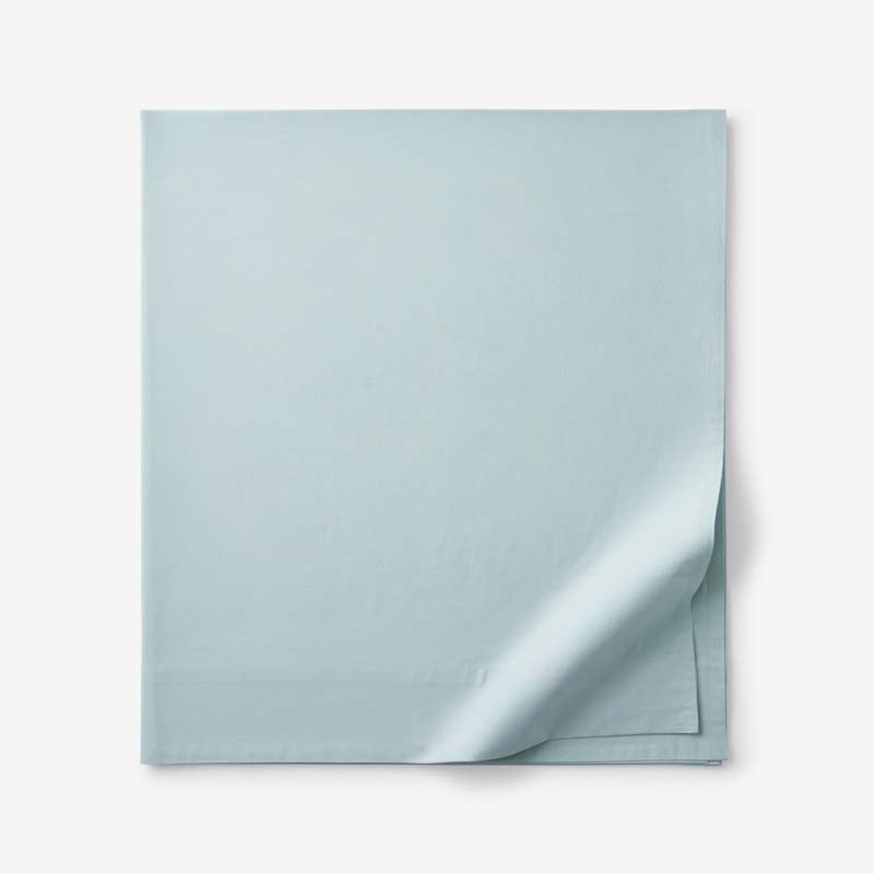 The Company Store Solid Garment Washed Cotton Percale Flat Bed Sheet In Blue