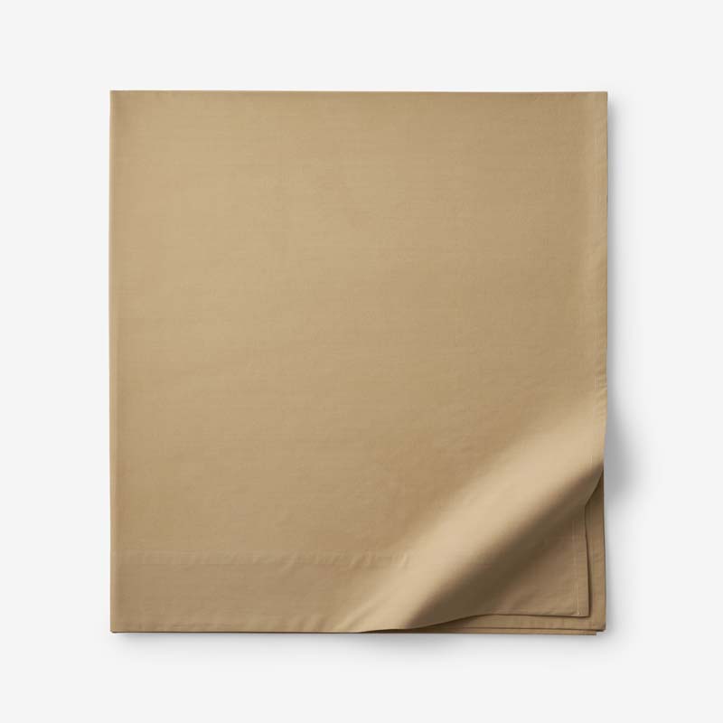 The Company Store Solid Garment Washed Cotton Percale Flat Bed Sheet In Brown
