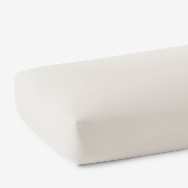 The Company Store Solid Garment Washed Cotton Percale Fitted Bed Sheet In White