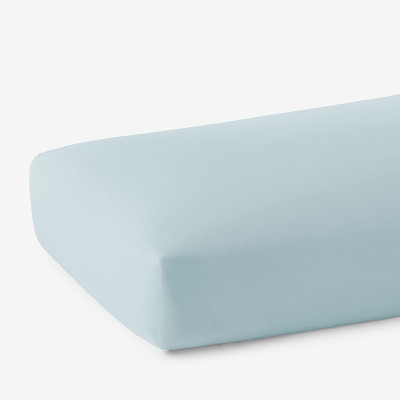 The Company Store Solid Garment Washed Cotton Percale Fitted Bed Sheet In Blue
