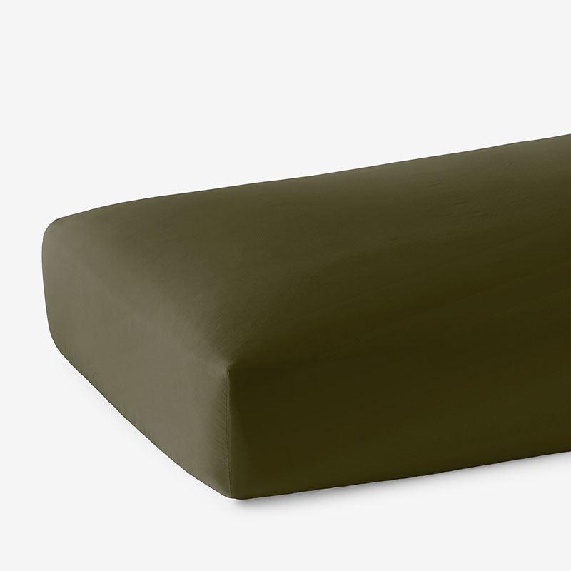 The Company Store Solid Garment Washed Cotton Percale Fitted Bed Sheet In Green
