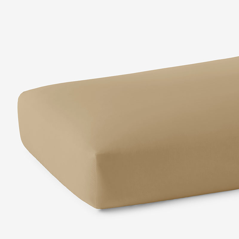 The Company Store Solid Garment Washed Cotton Percale Fitted Bed Sheet In Brown