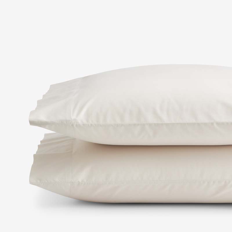 The Company Store Solid Garment Washed Cotton Percale Pillowcase Set In White