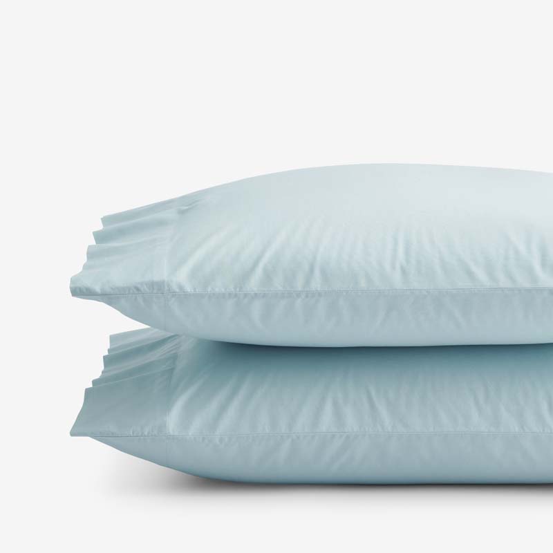 The Company Store Solid Garment Washed Cotton Percale Pillowcase Set In Blue