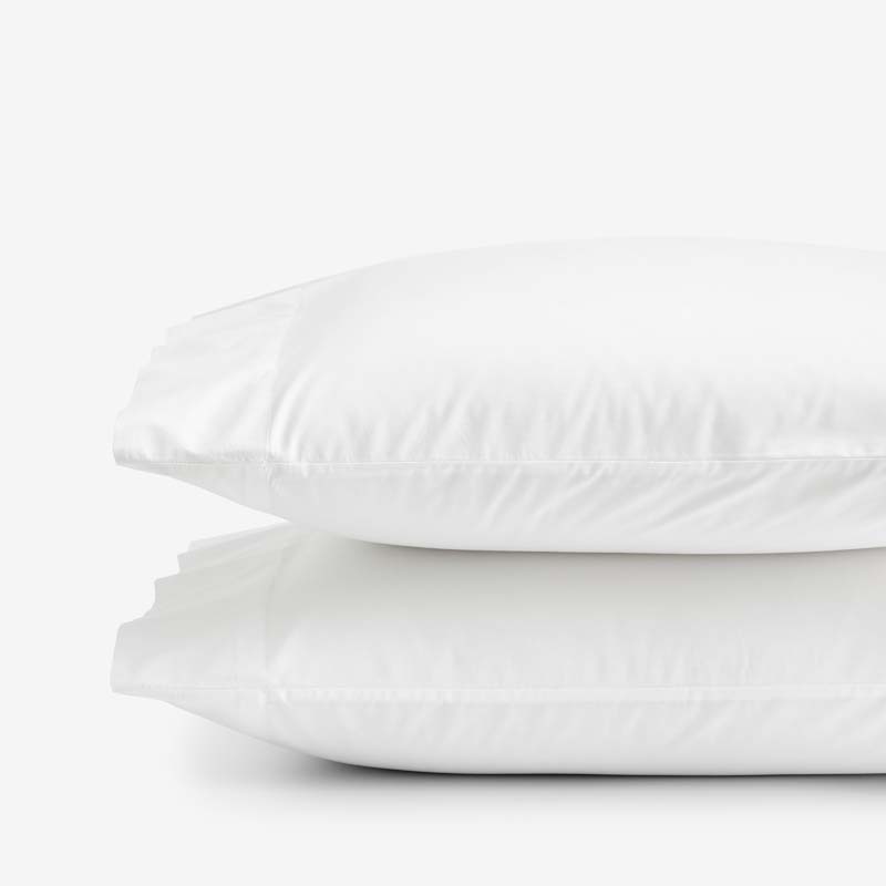 The Company Store Solid Garment Washed Cotton Percale Pillowcase Set In White