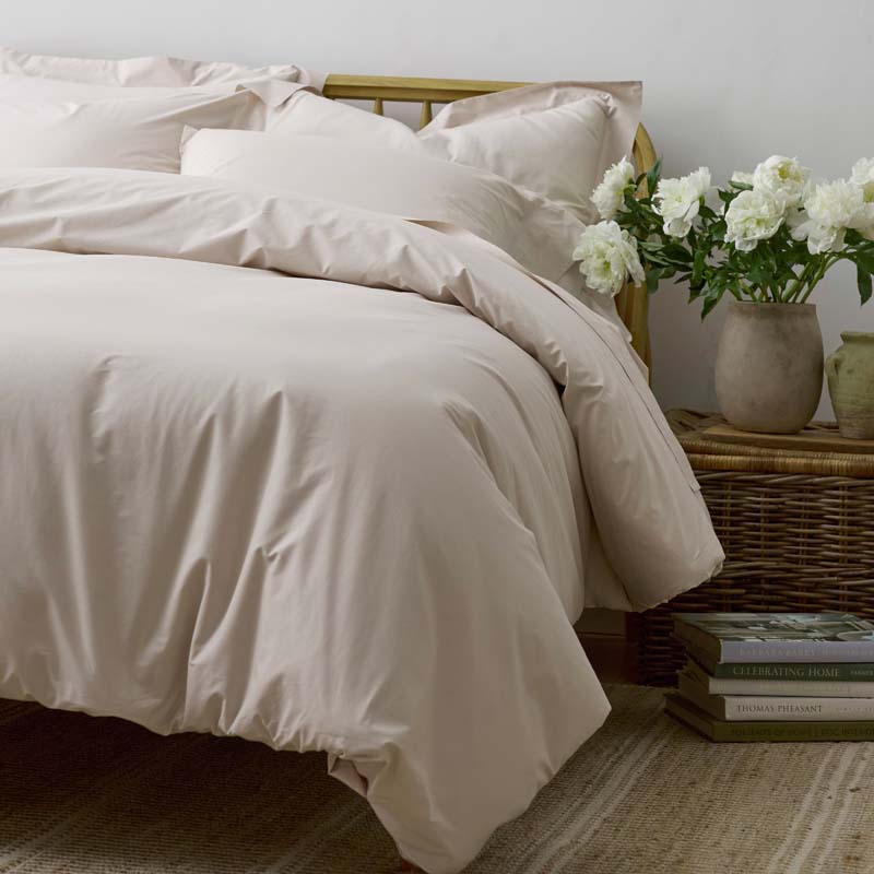 Solid Garment Washed Cotton Percale Fitted Bed Sheet-TheCompanyStore|61237